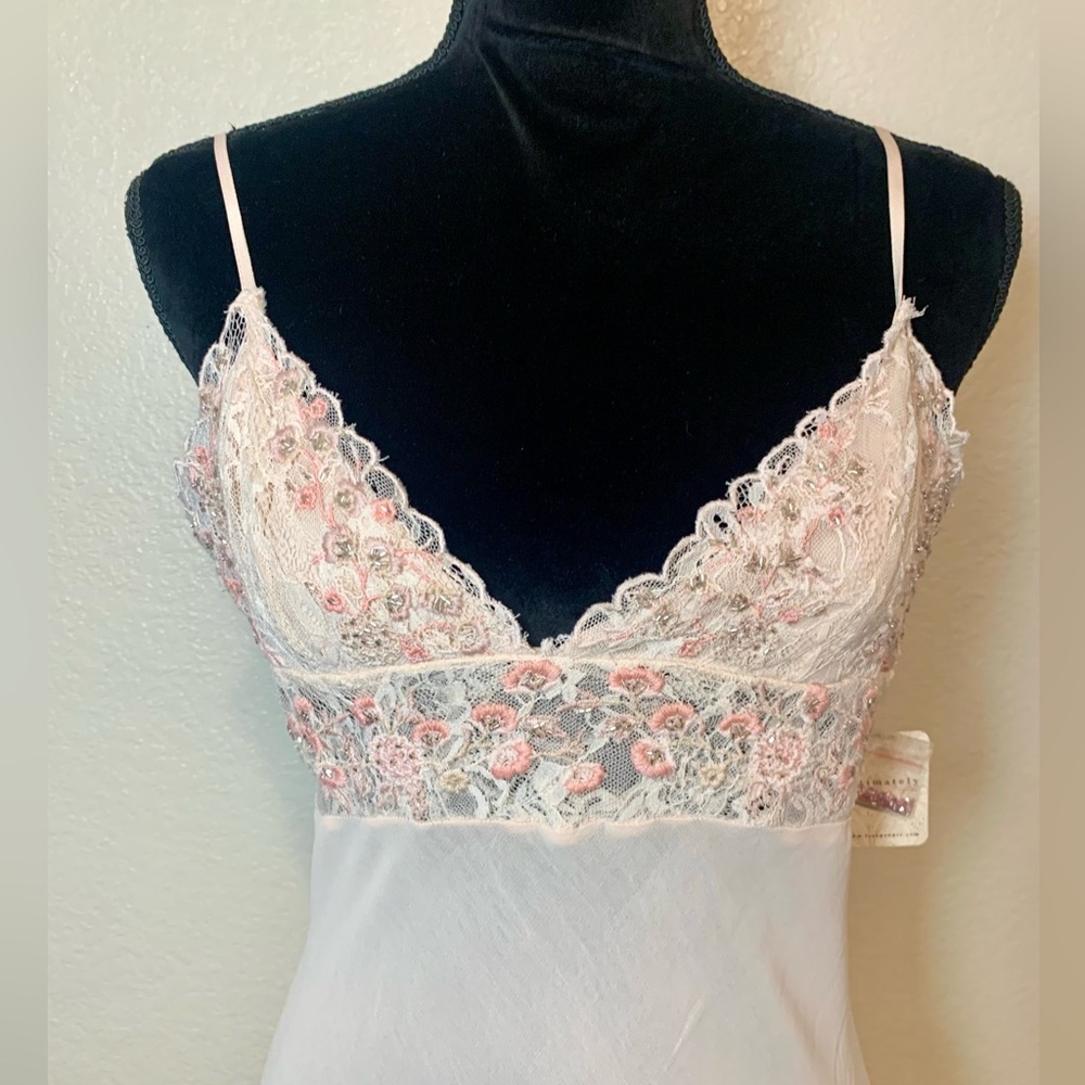 NWT Intimately Free People Midnight Magic Maxi Slip Dress Pink Beaded Medium - Picture 3 of 16